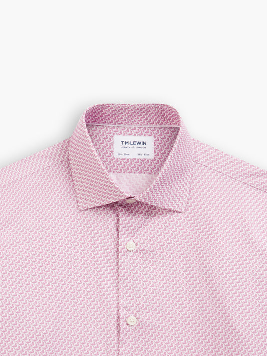 Max Cool Pink Flamingo Animal Print Twill Slim Fit Single Cuff Classic Collar Shirt