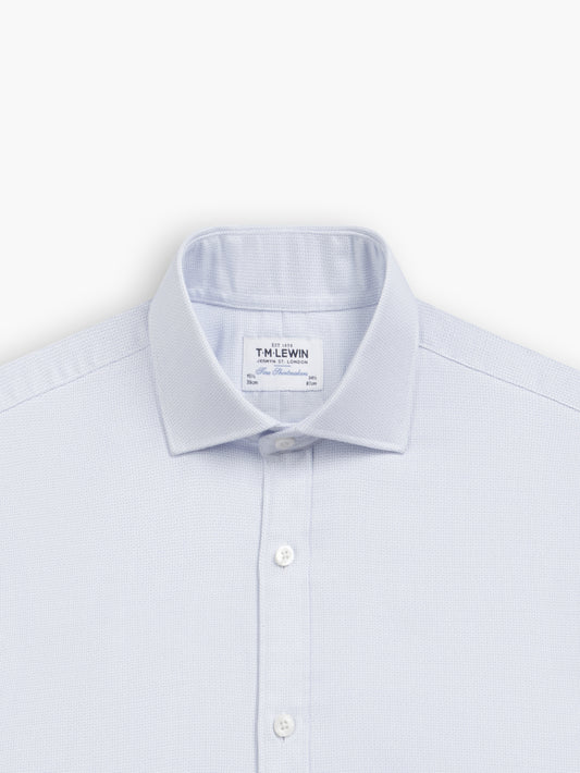 Blue Multi Cross Geo Dobby Fitted Single Cuff Cutaway Collar Shirt