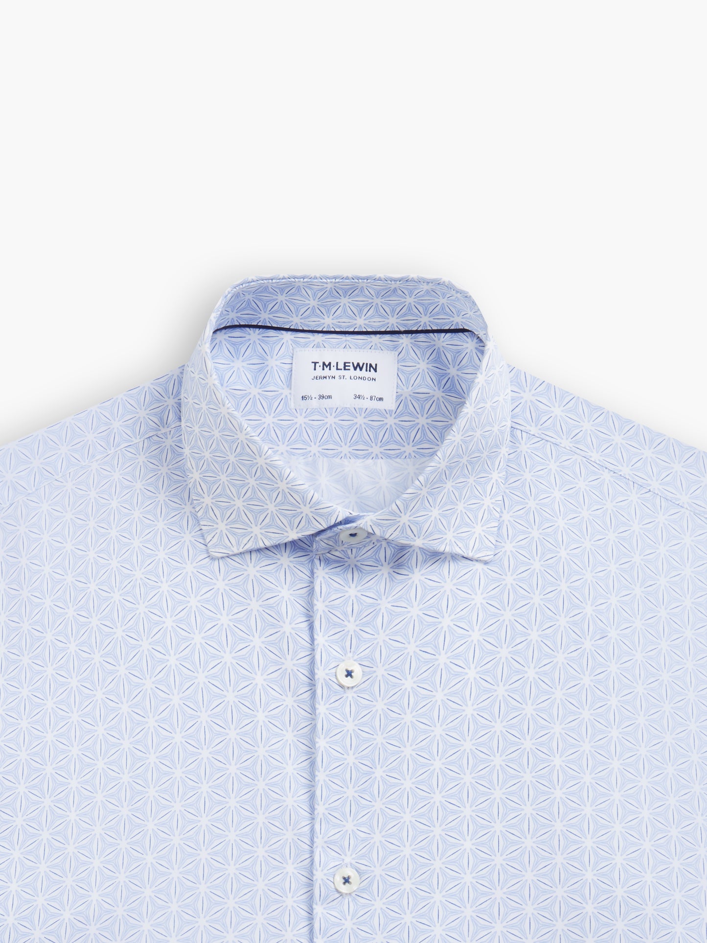 Max Cool Blue Kaleidoscope Print Twill Slim Fit Single Cuff Classic Collar Shirt
