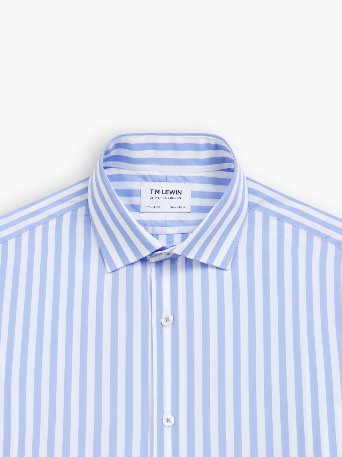 Max Cool Blue Awning Stripe Poplin Slim Fit Single Cuff Classic Collar Shirt