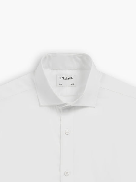 Max Performance White Twill Slim Fit Double Cuff Cutaway Collar