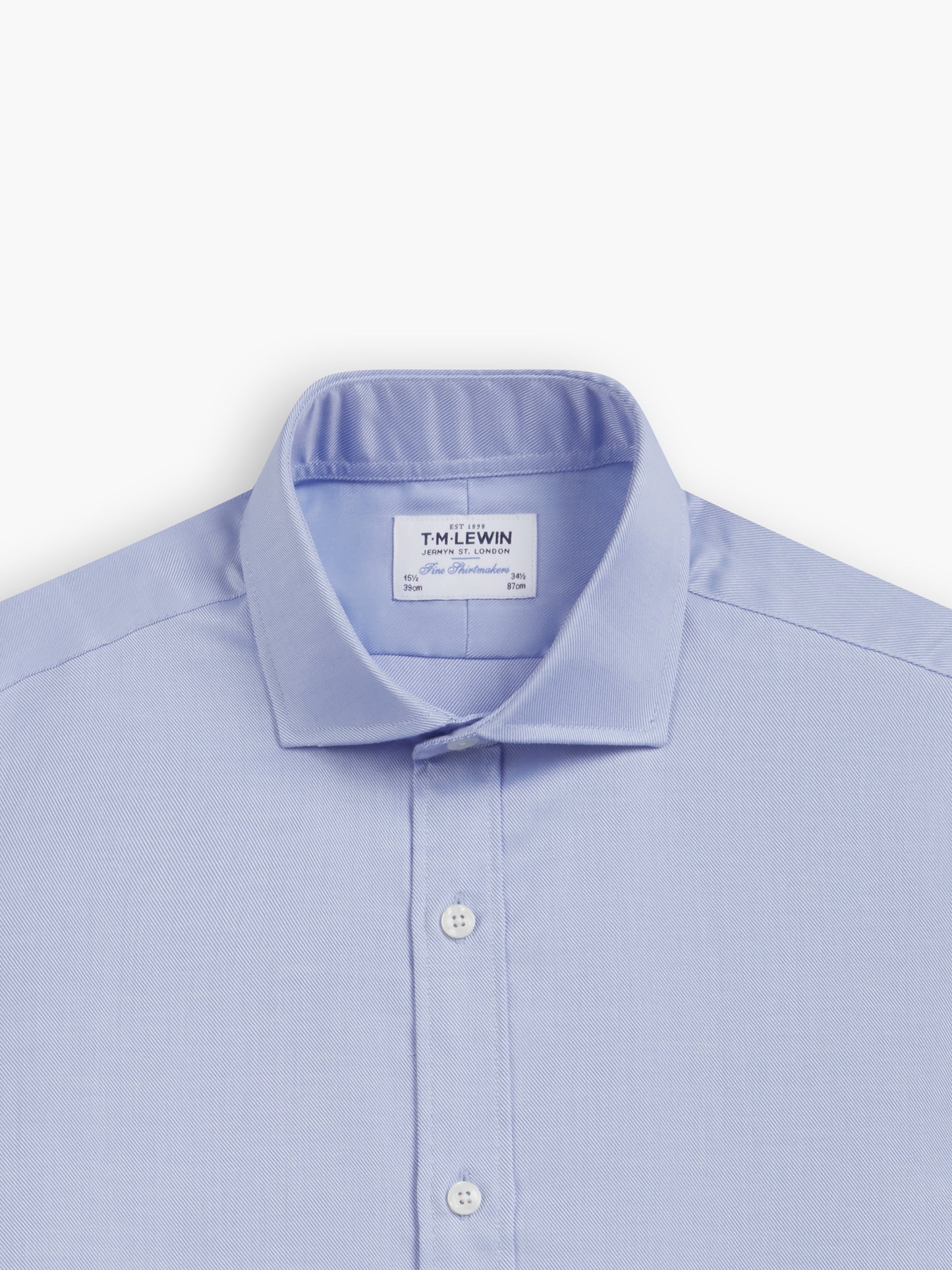 Blue Bold Twill Slim Fit Single Cuff Cutaway Collar Shirt
