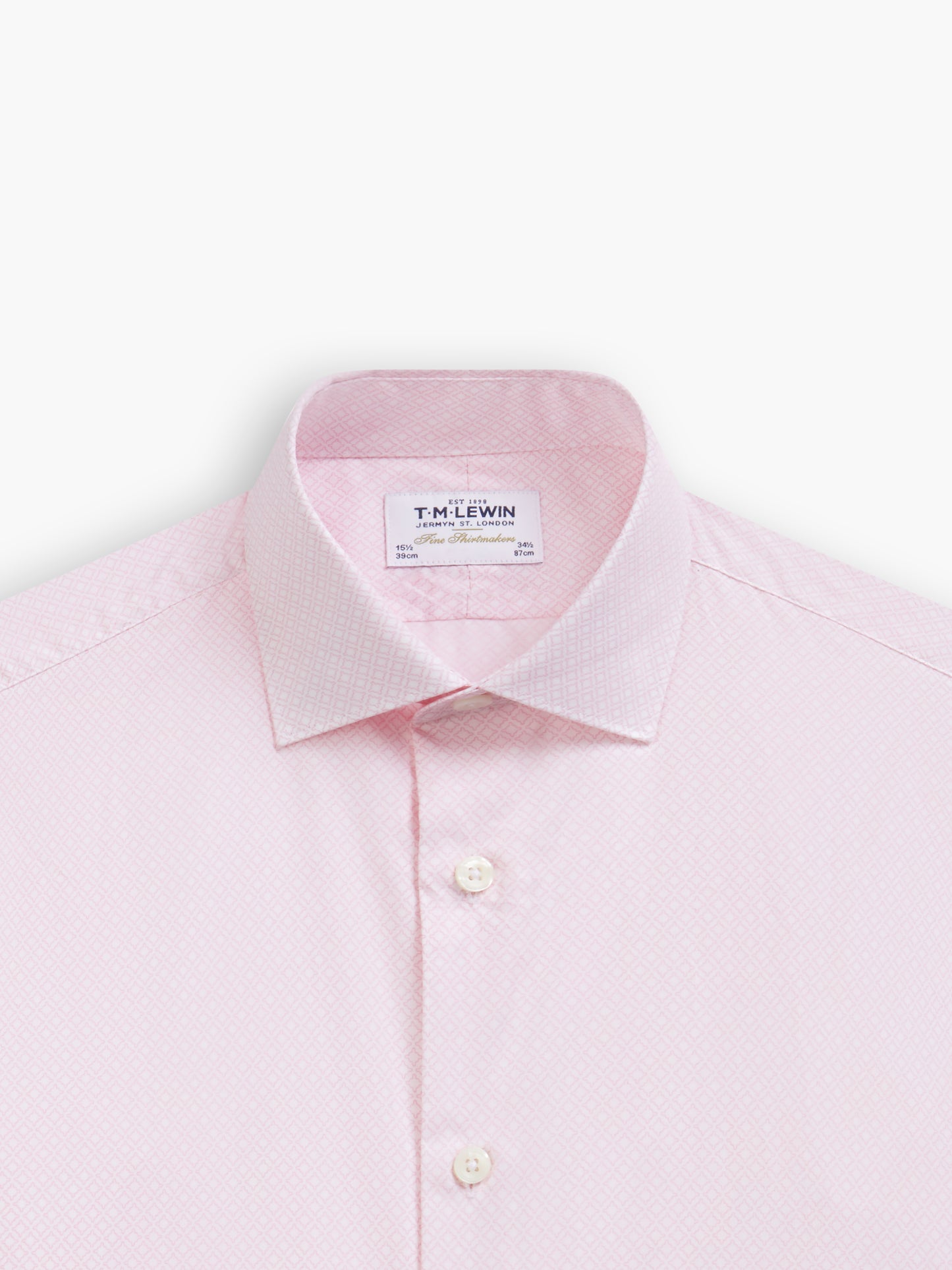 Dark Pink Gyroscopic Print Twill Slim Fit Single Cuff Classic Collar Shirt