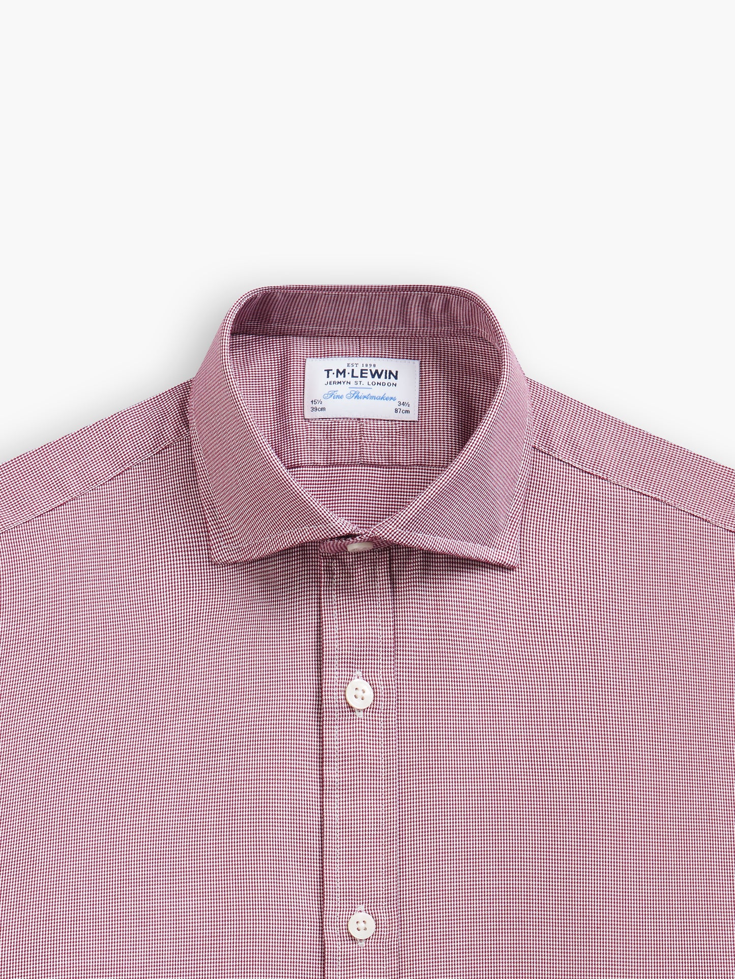 Burgundy Dogtooth Plain Weave Regular Fit Double Cuff Classic Collar Shirt