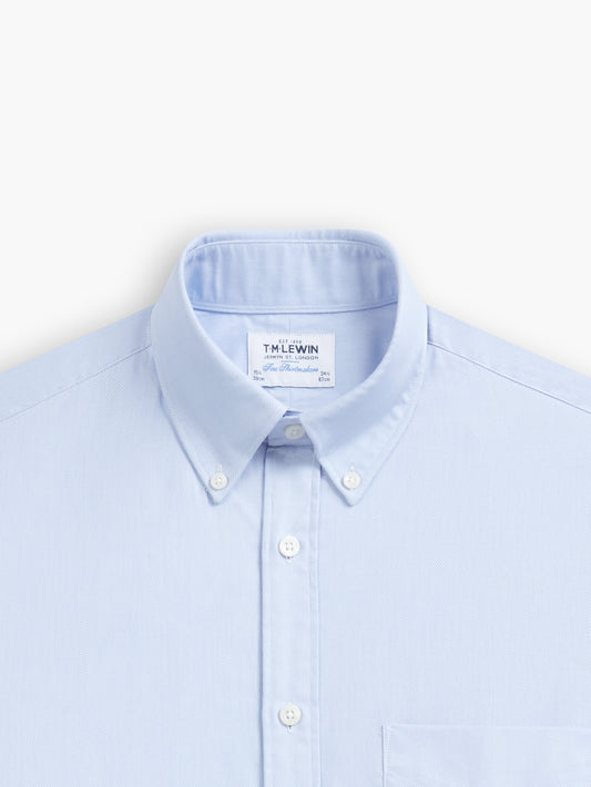 Blue Oxford Fitted Single Cuff Button Down Collar Shirt