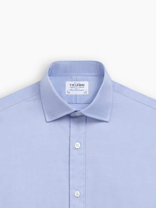 Blue Bold Twill Super Fitted Double Cuff Classic Collar Shirt