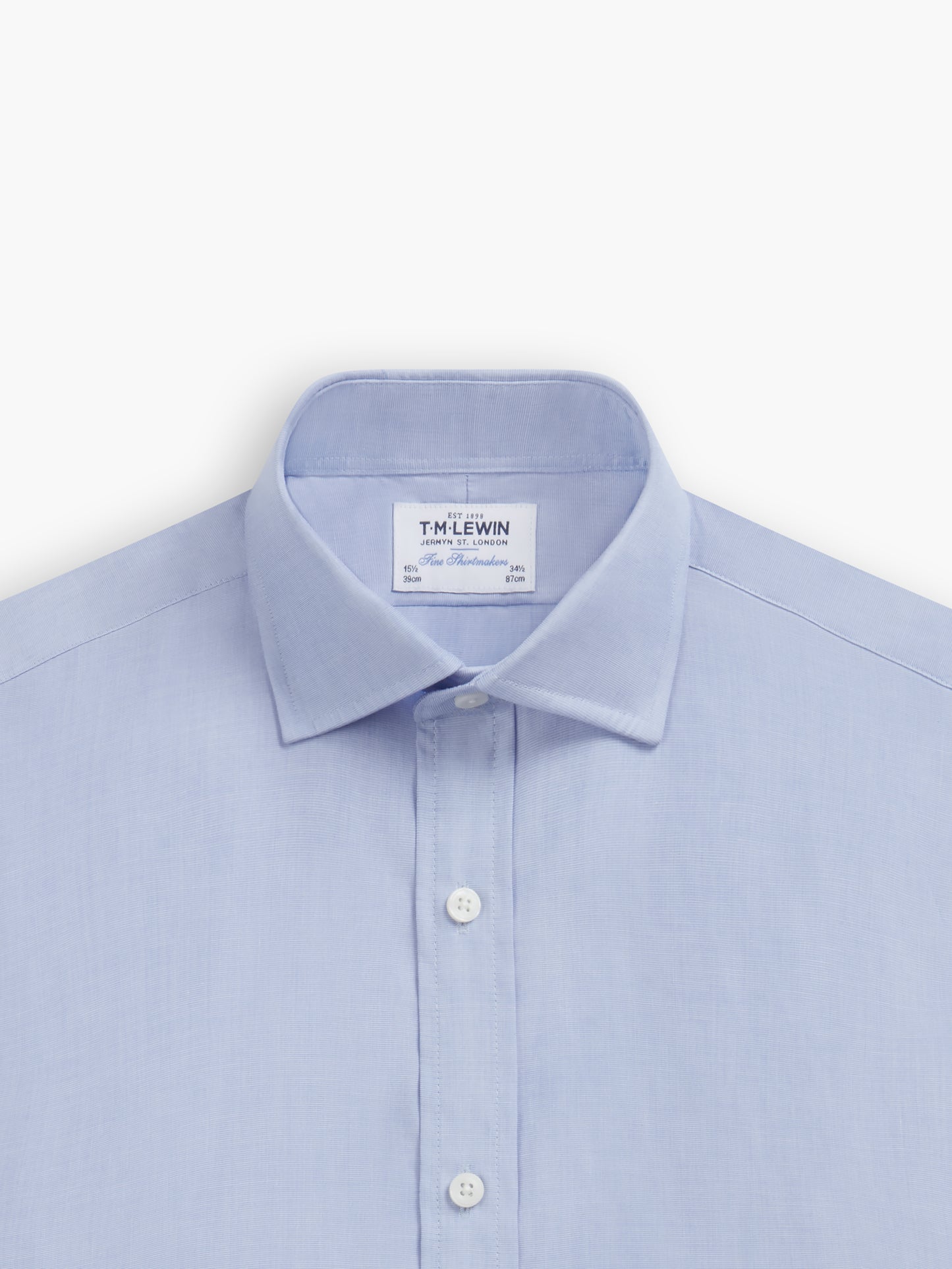 Blue End-on-End Slim Fit Double Cuff Classic Collar Shirt