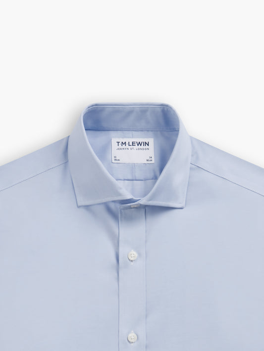 Max Performance Light Blue Twill Fitted Double Cuff Cutaway Collar Shirt