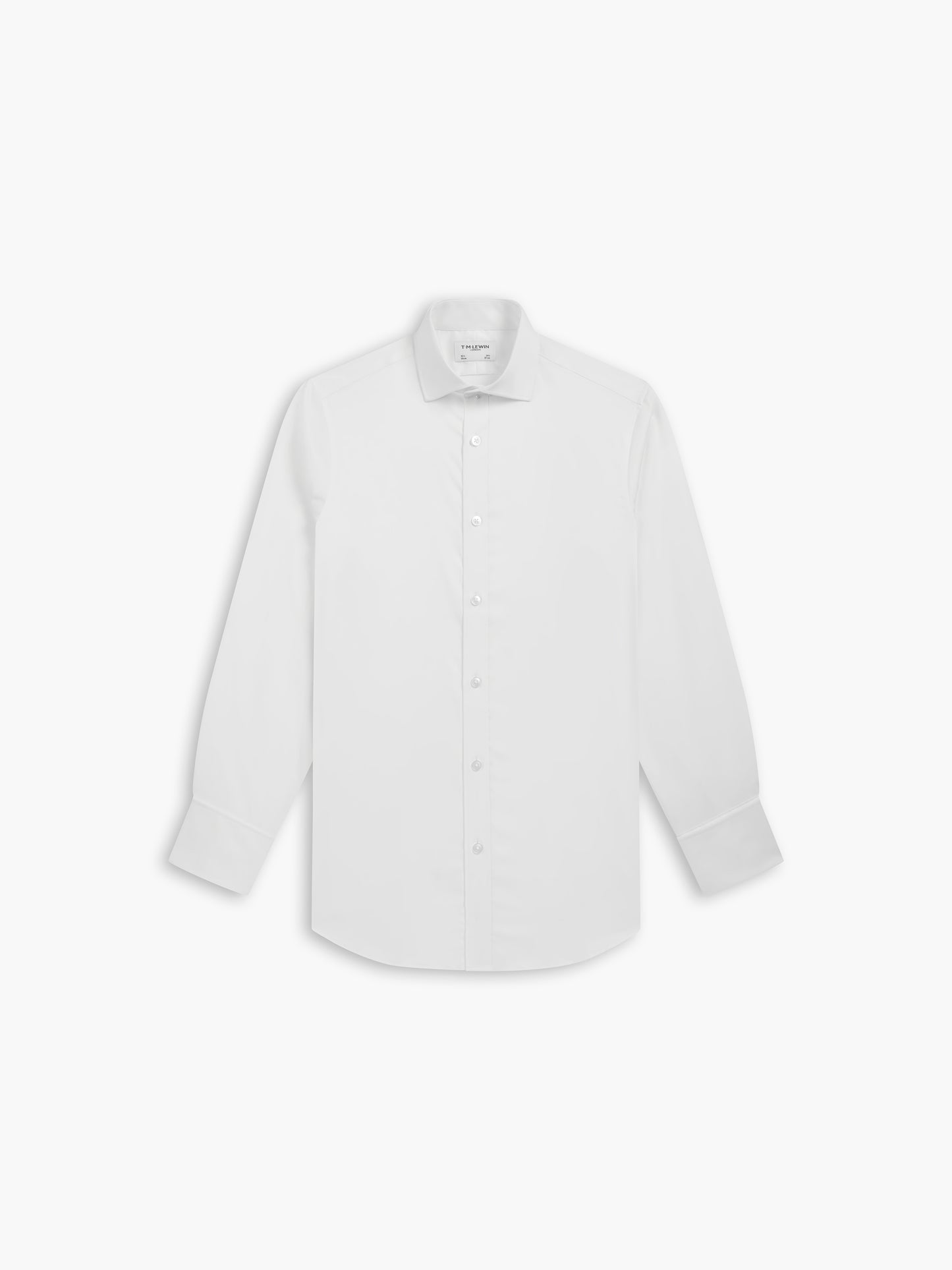 White Fine Twill Fitted Double Cuff Cutaway Collar Shirt