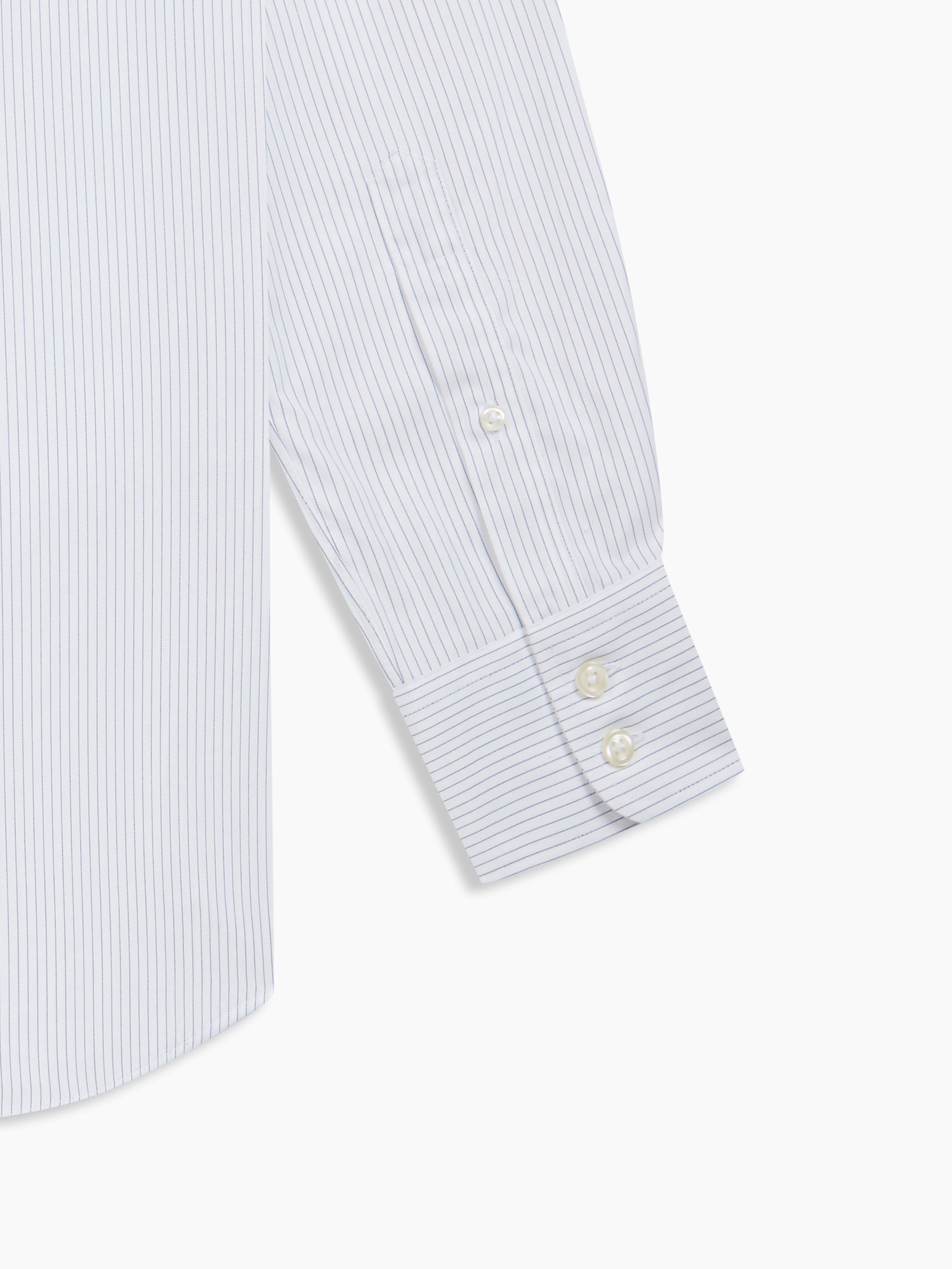 Image 3 of Non-Iron Navy Blue Dash Stripe Plain Weave Slim Fit Single Cuff Semi Cutaway Collar Shirt