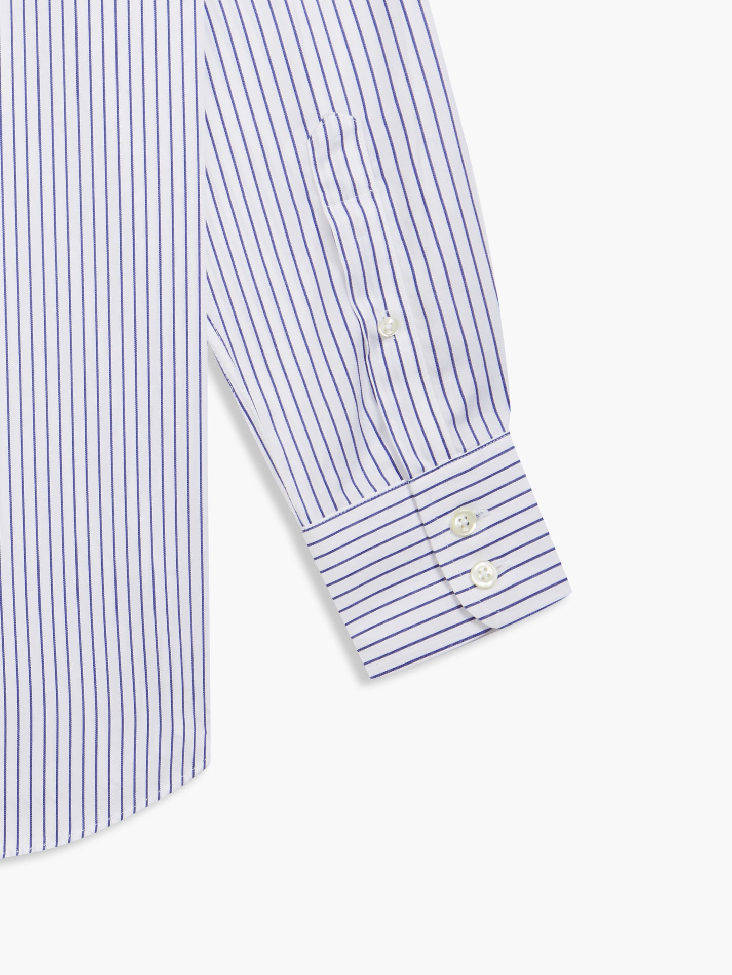 Non-Iron Navy Blue Wide Pinstripe Oxford Fitted Single Cuff Cutaway Collar Shirt