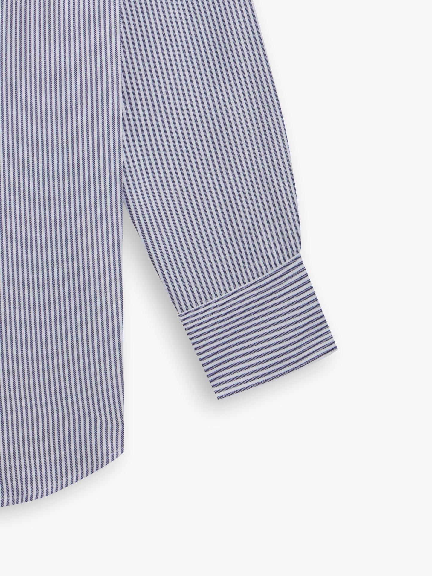 Navy Blue Dash Bengal Stripe Twill Fitted Single Cuff Classic Collar Shirt