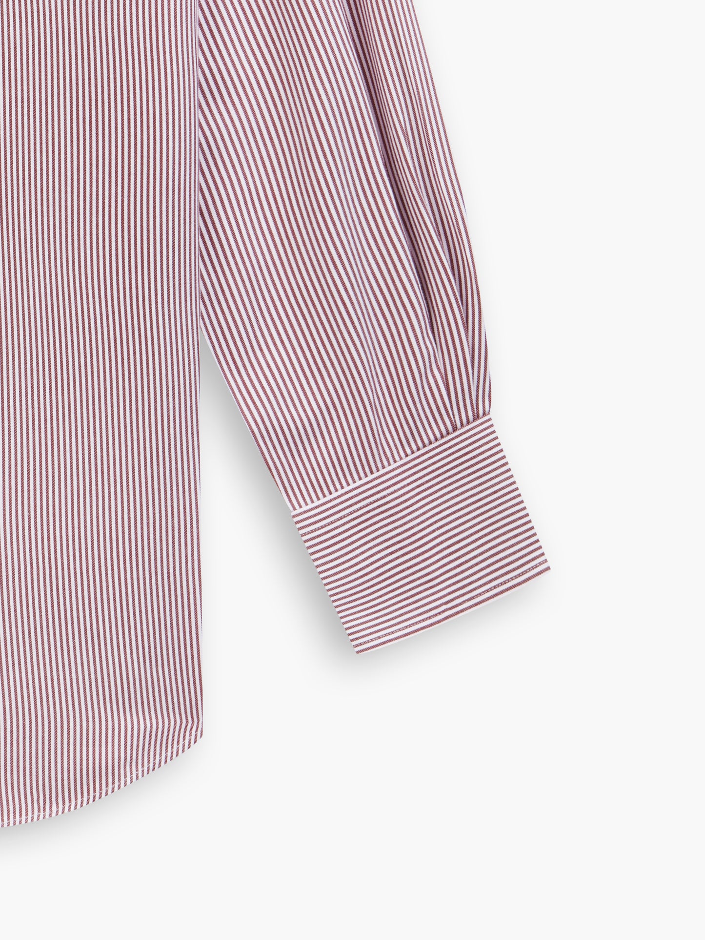 Non-Iron Burgundy Bengal Stripe Twill Super Fitted Single Cuff Classic Collar Shirt
