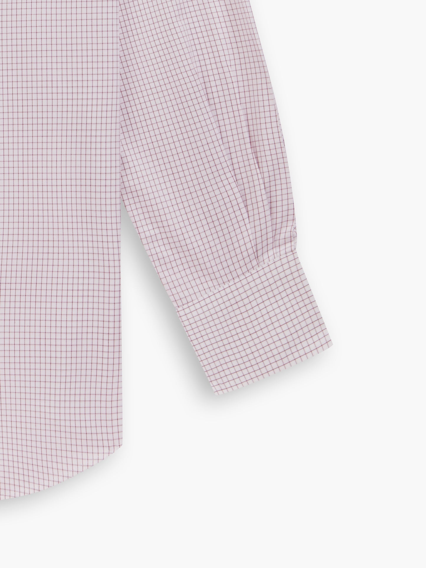 Non-Iron Burgundy Grid Check Twill Super Fitted Single Cuff Classic Collar Shirt
