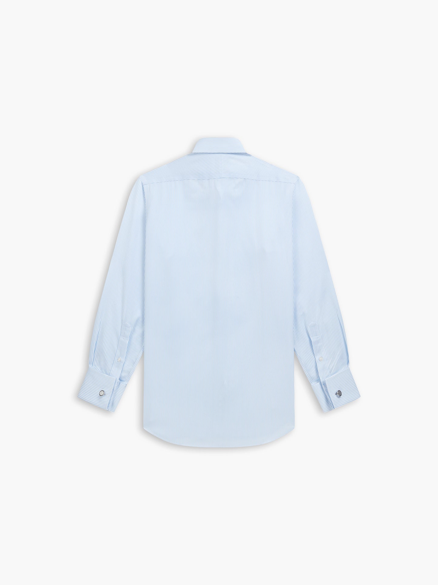 Non-Iron Light Blue Bengal Stripe Twill Regular Fit Dual Cuff Semi Cutaway Collar Shirt