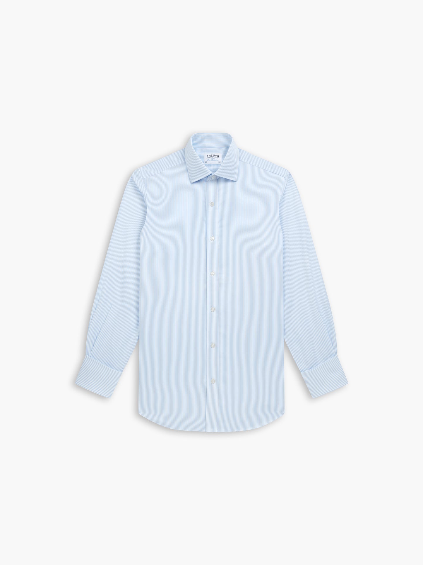 Non-Iron Light Blue Bengal Stripe Twill Regular Fit Dual Cuff Semi Cutaway Collar Shirt