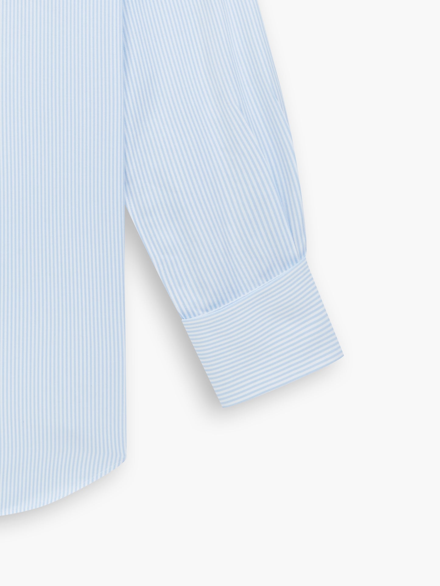 Non-Iron Light Blue Bengal Stripe Twill Fitted Double Cuff Semi Cutaway Collar Shirt