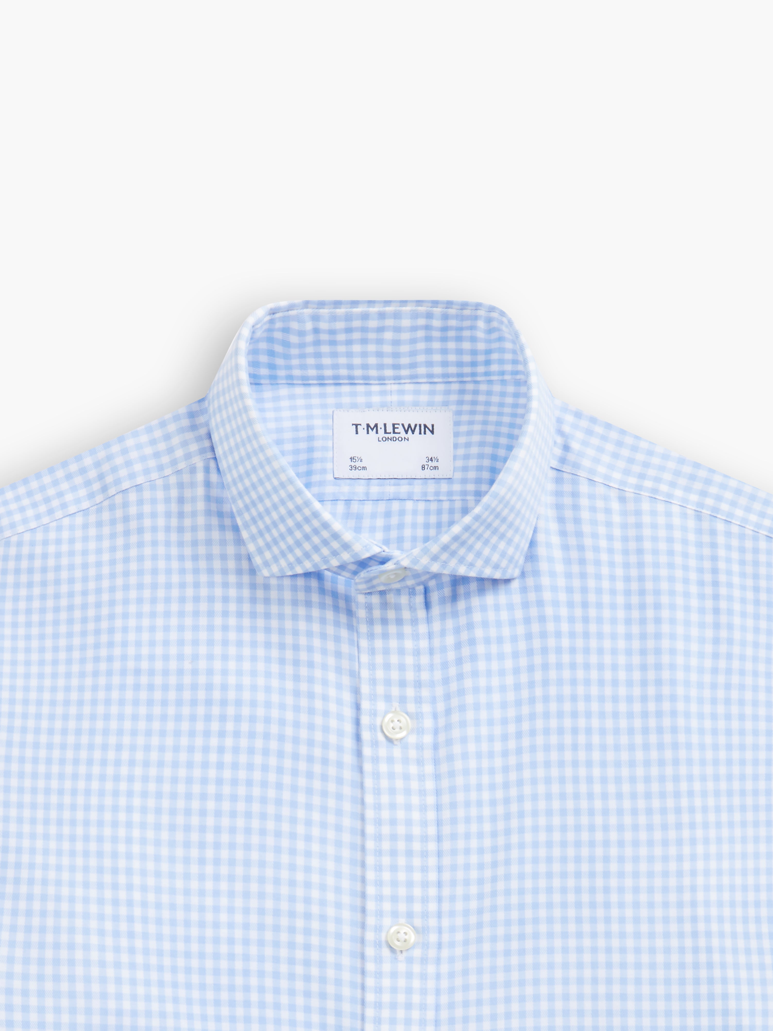 Light blue gingham shirt hotsell and tie