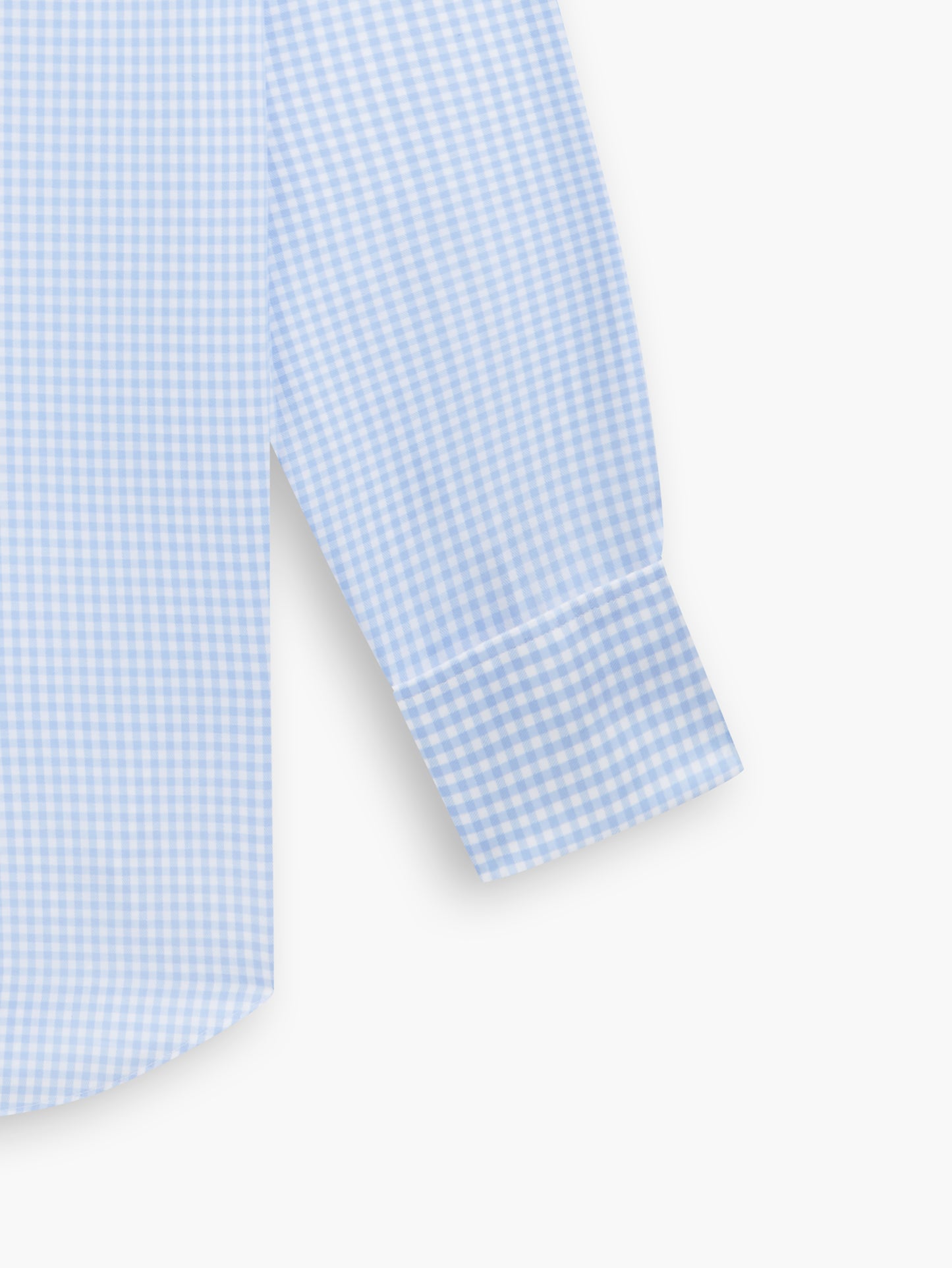 Non-Iron Light Blue Gingham Twill Fitted Double Cuff Semi Cutaway Collar Shirt
