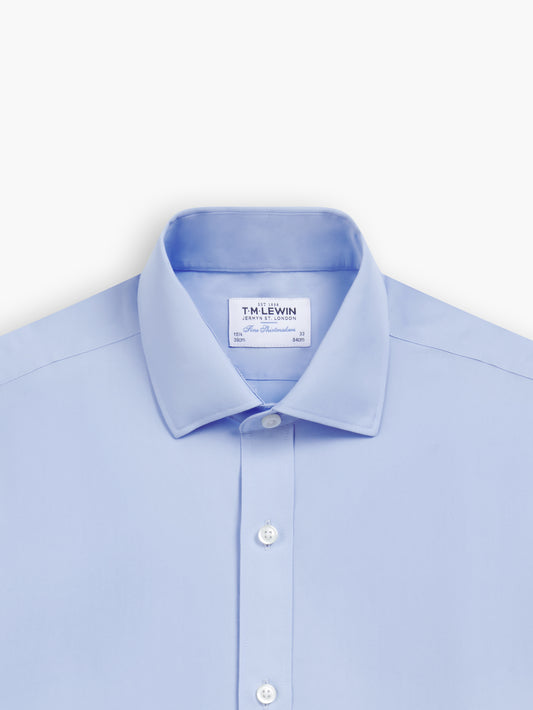 Non-Iron Light Blue Poplin Super Fitted Dual Cuff Classic Collar Shirt
