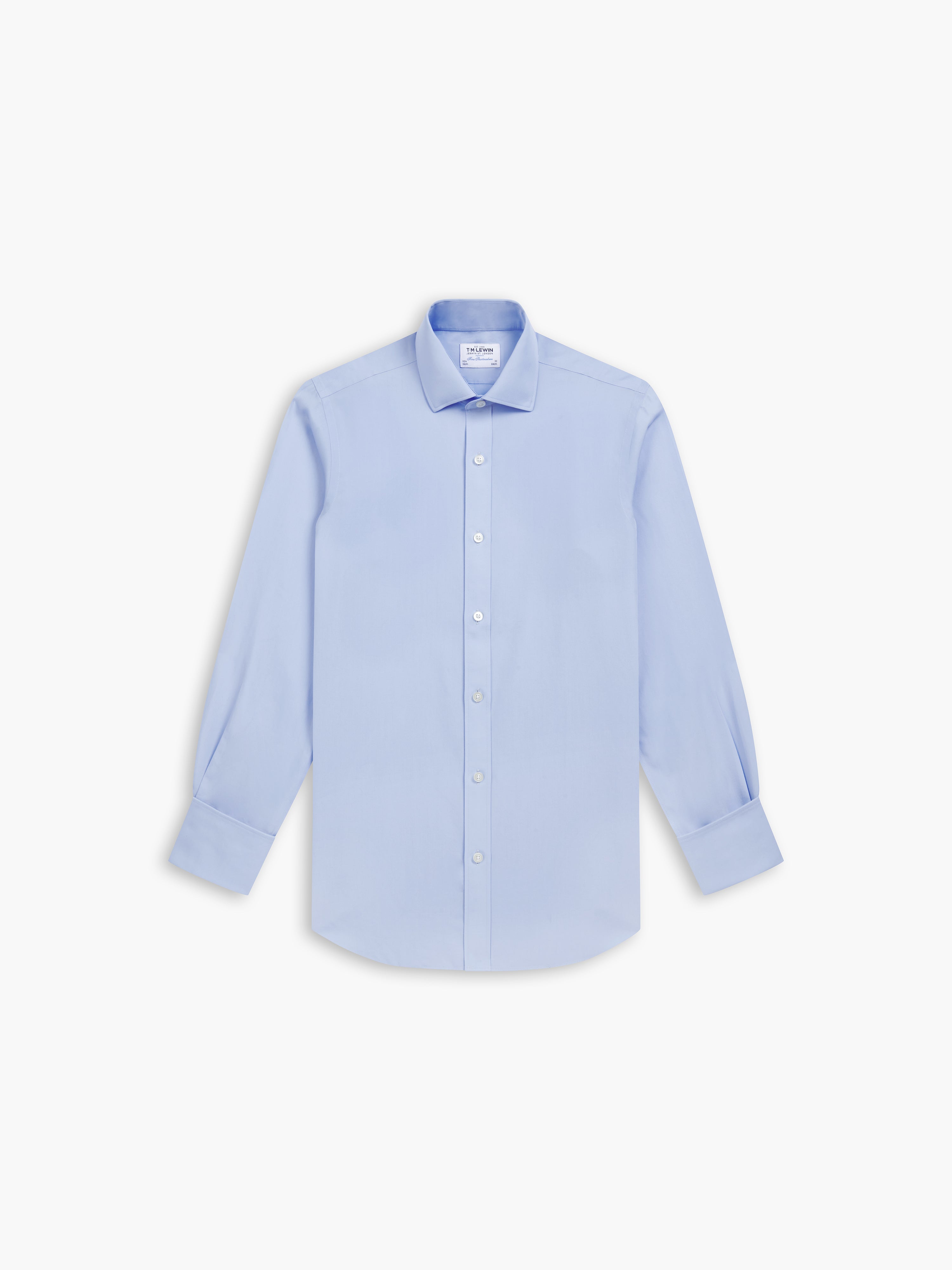 Non-Iron Light Blue Poplin Slim Fit Dual Cuff Classic Collar Shirt ...