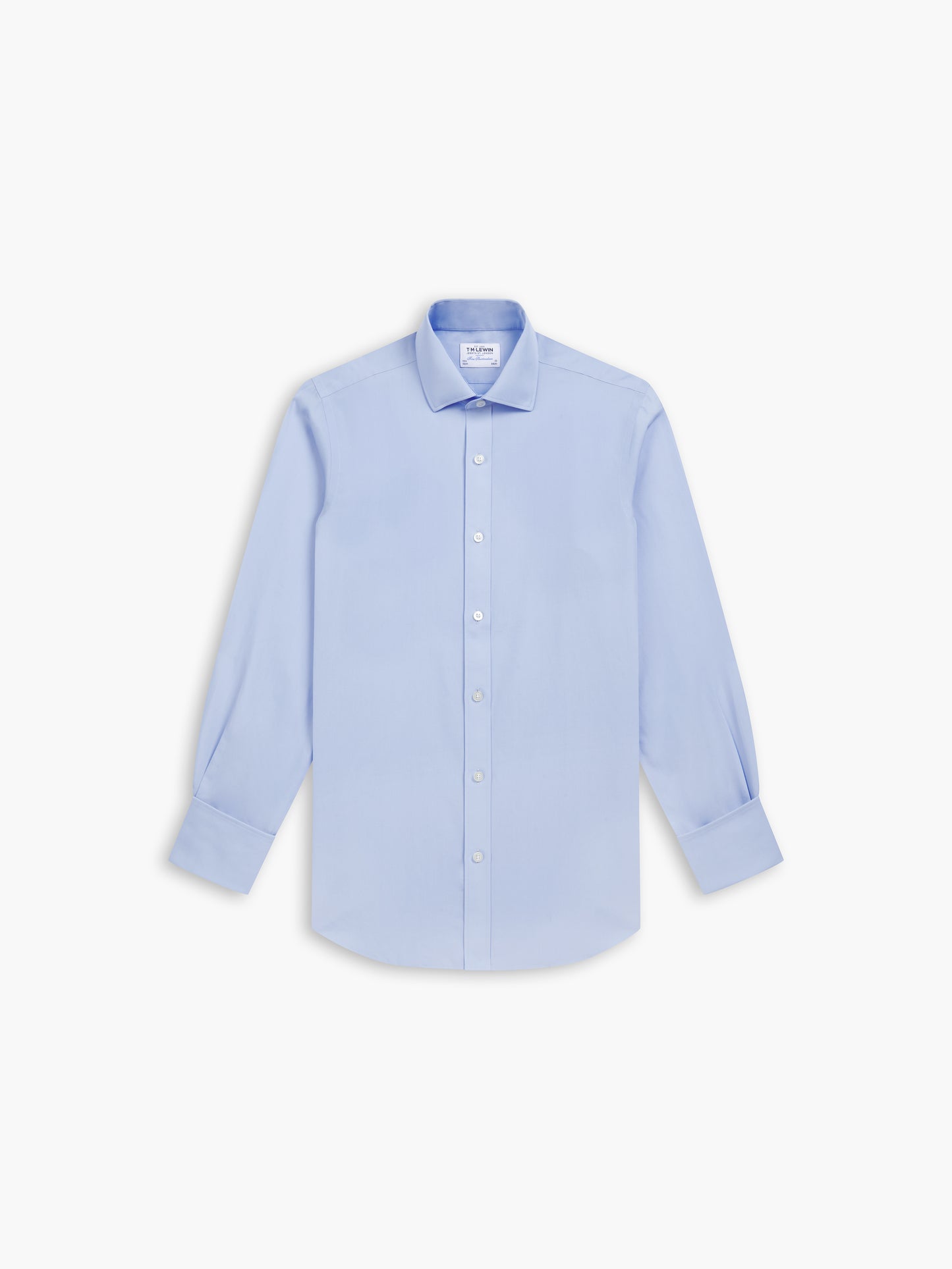 Non-Iron Light Blue Poplin Fitted Dual Cuff Classic Collar Shirt