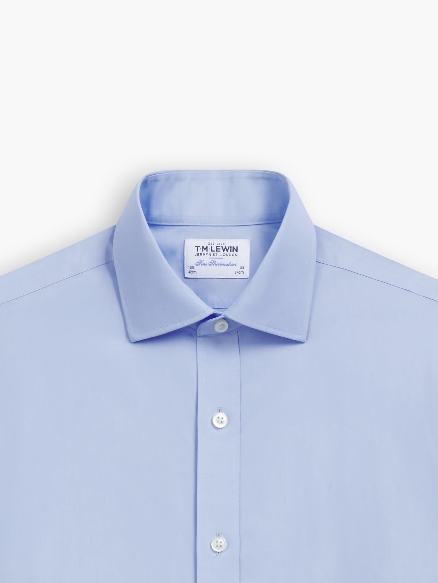 Non-Iron Light Blue Poplin Slim Fit Single Cuff Classic Collar Shirt