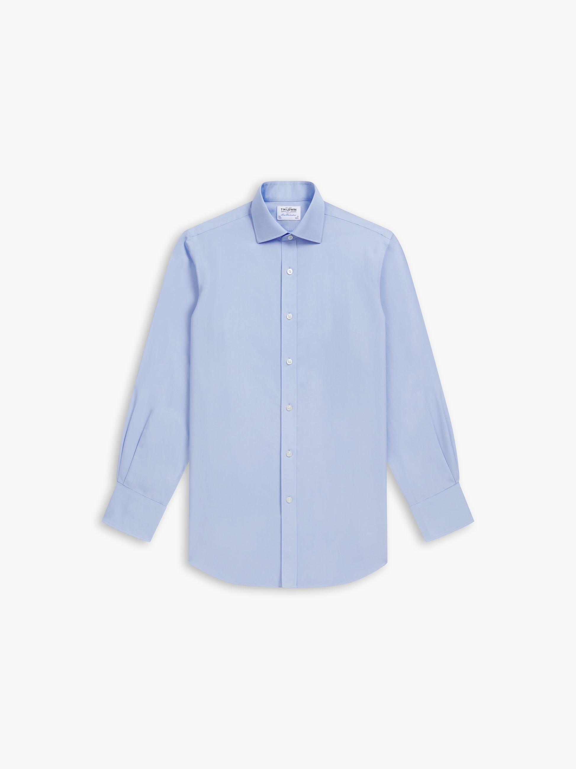 Non-Iron Light Blue Poplin Fitted Single Cuff Classic Collar Shirt ...