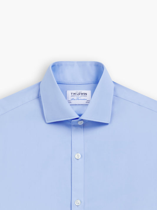 Non-Iron Light Blue Poplin Super Fitted Dual Cuff Cutaway Collar Shirt