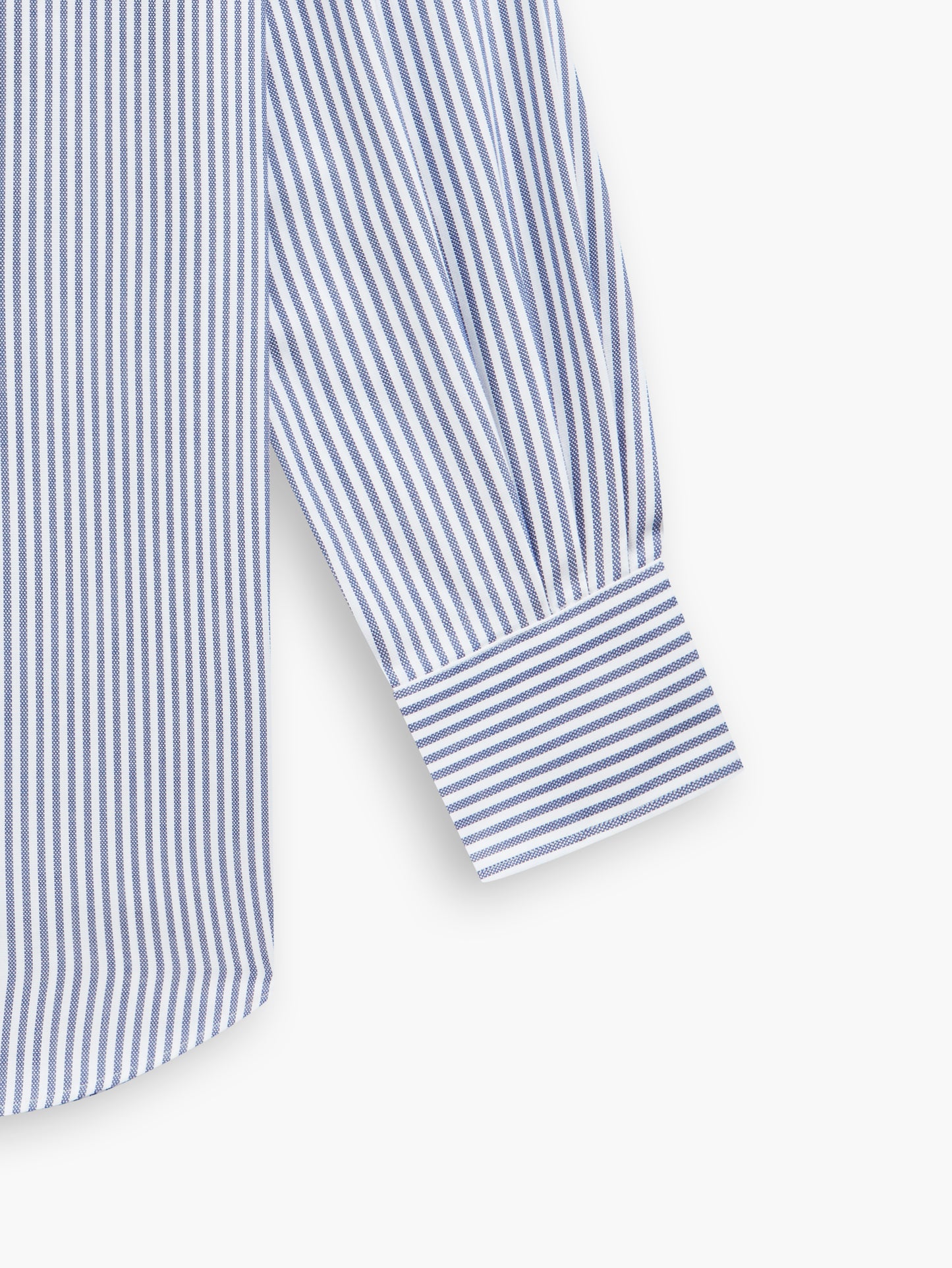 Non-Iron Navy Blue Candy Stripe Oxford Fitted Single Cuff Cutaway Collar Shirt