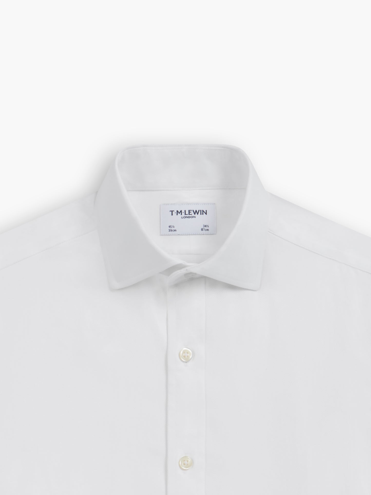 Non-Iron White Left Hand Twill Slim Fit Dual Cuff Semi-Cutaway Collar Shirt