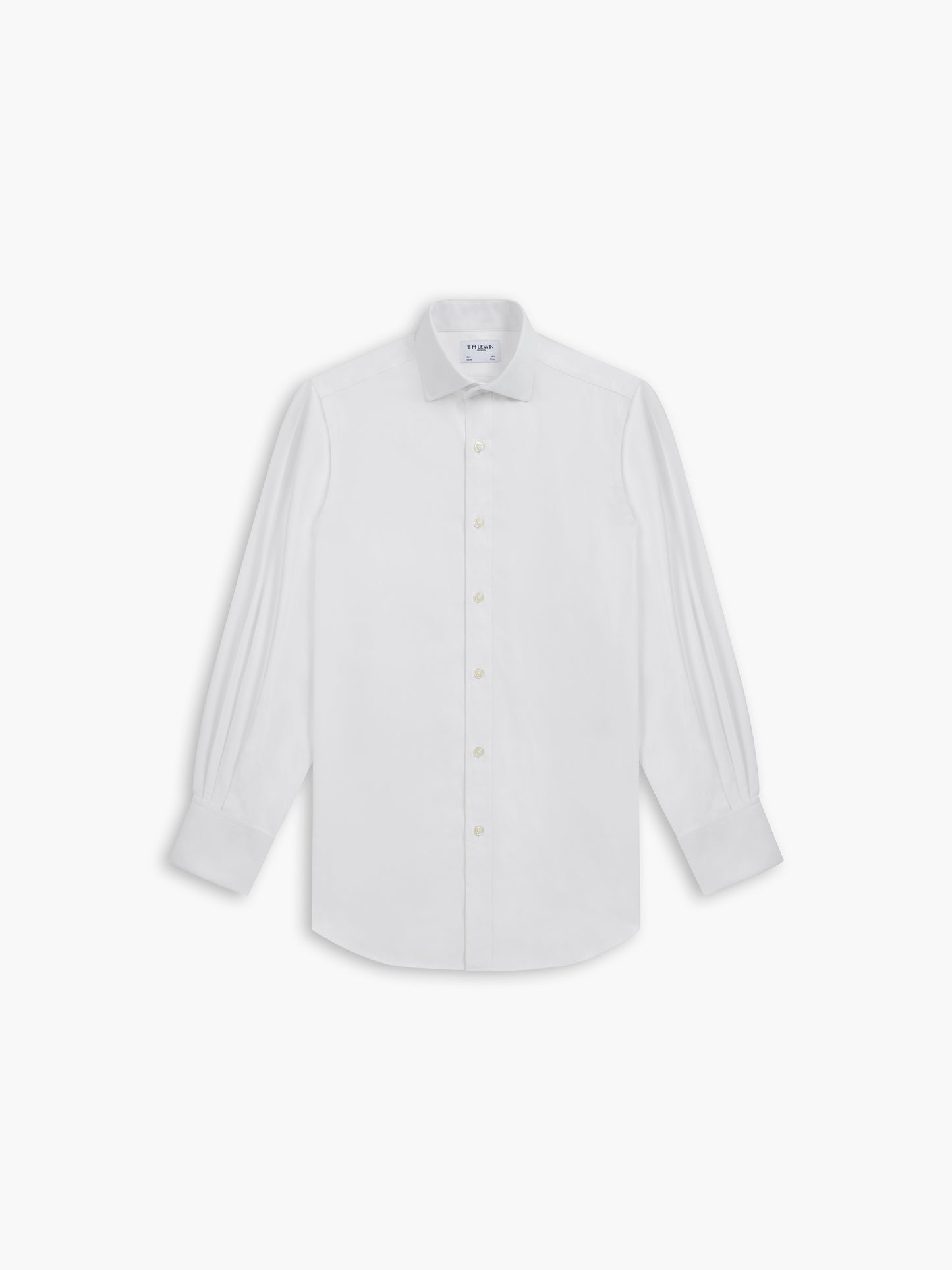 Non-Iron White Left Hand Twill Slim Fit Dual Cuff Semi-Cutaway Collar Shirt