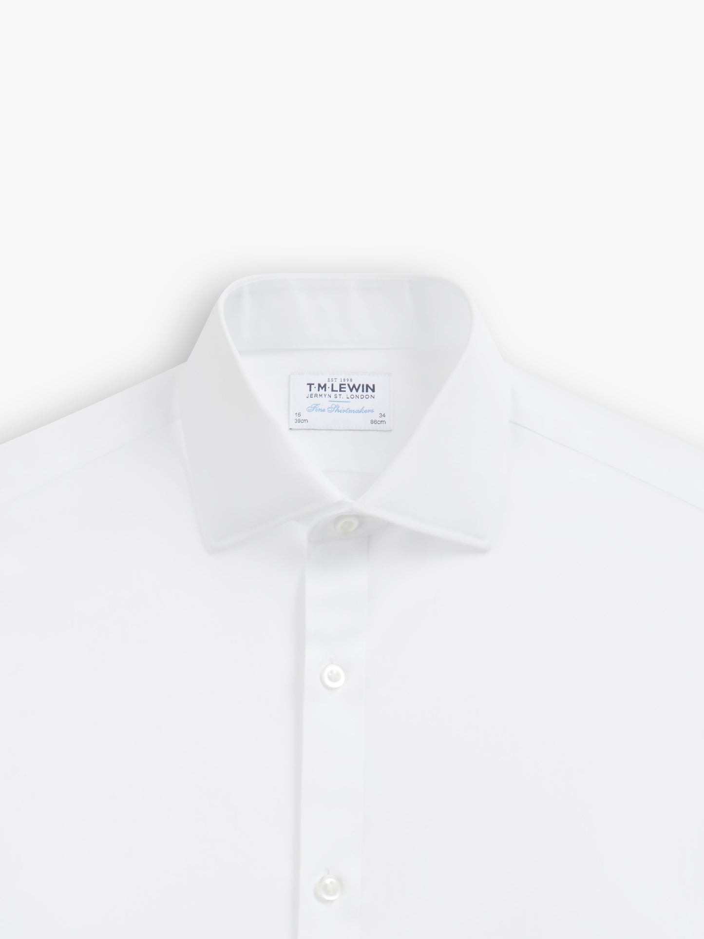 Non-Iron White Poplin Fitted Double Cuff Classic Collar Shirt