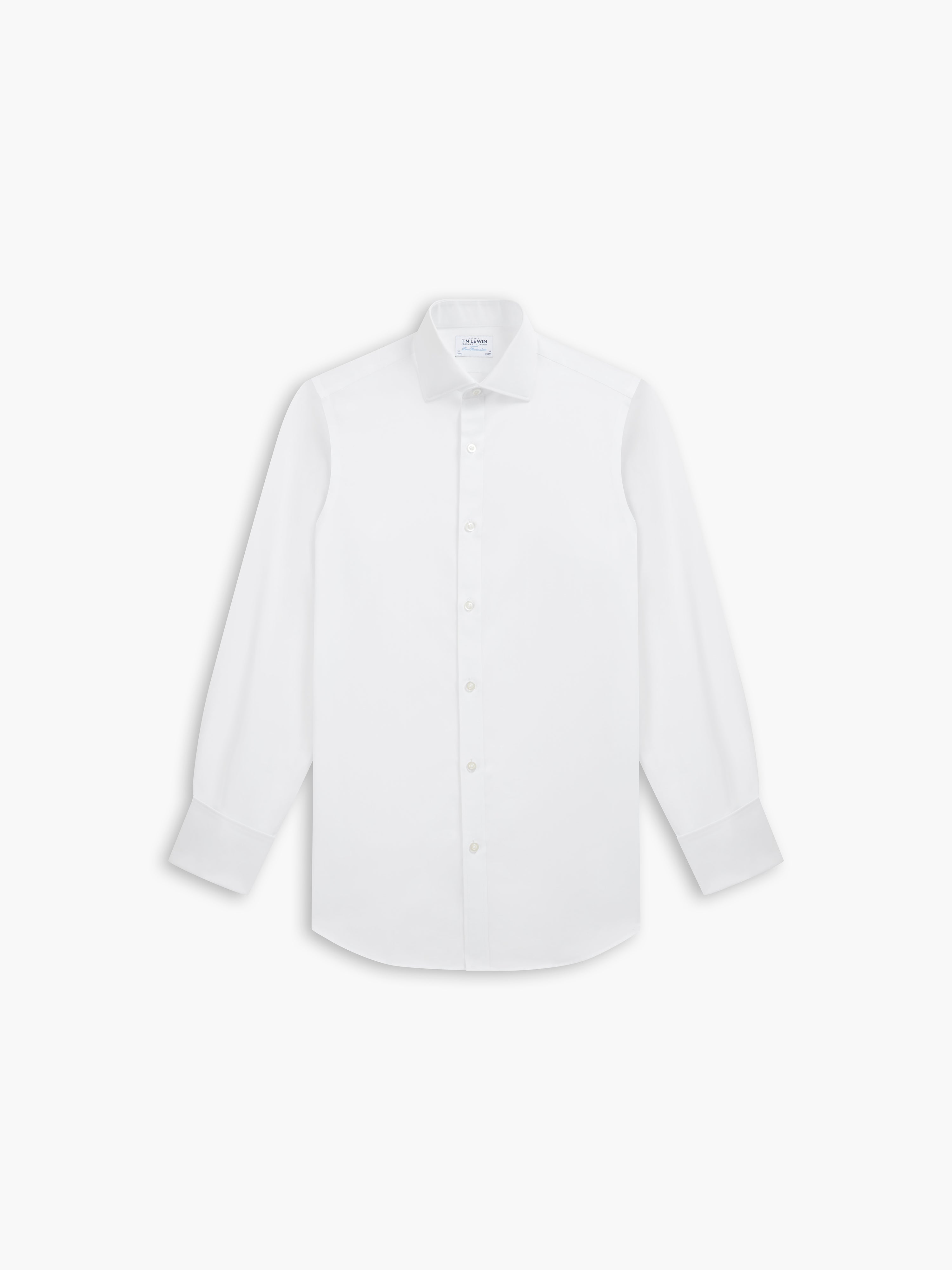 Non-Iron White Poplin Fitted Double Cuff Classic Collar Shirt – tmlewinuk