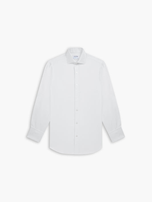 Non-Iron White Royal Oxford Fitted Dual Cuff Classic Collar Shirt