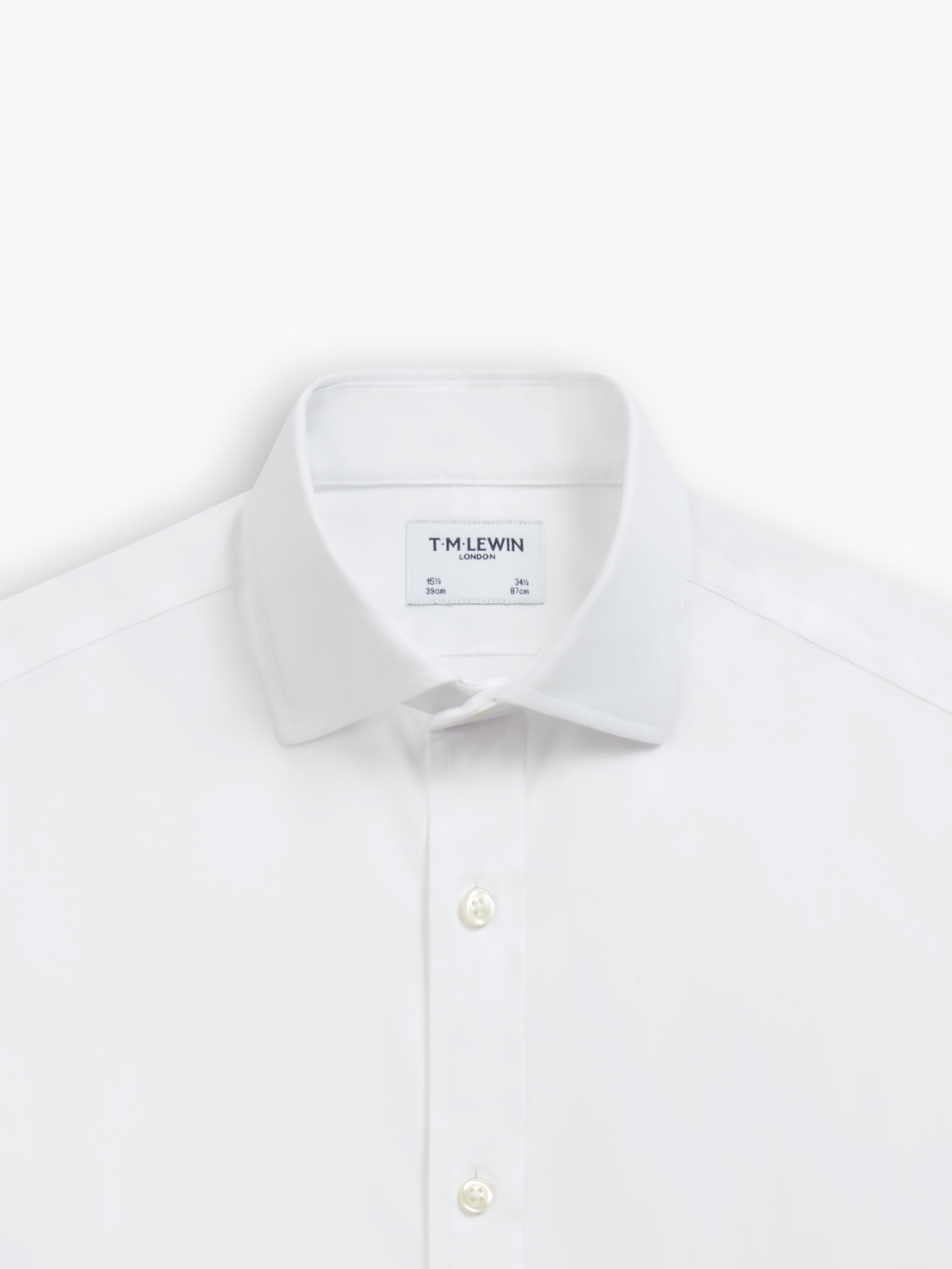 Non Iron White Twill Slim Fit Semi Cutaway Collar Single Cuff Shirt White Slim Single 14.5 32