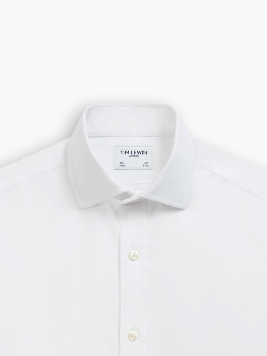 Non-Iron White Twill Fitted Single Cuff Semi Cutaway Collar Shirt