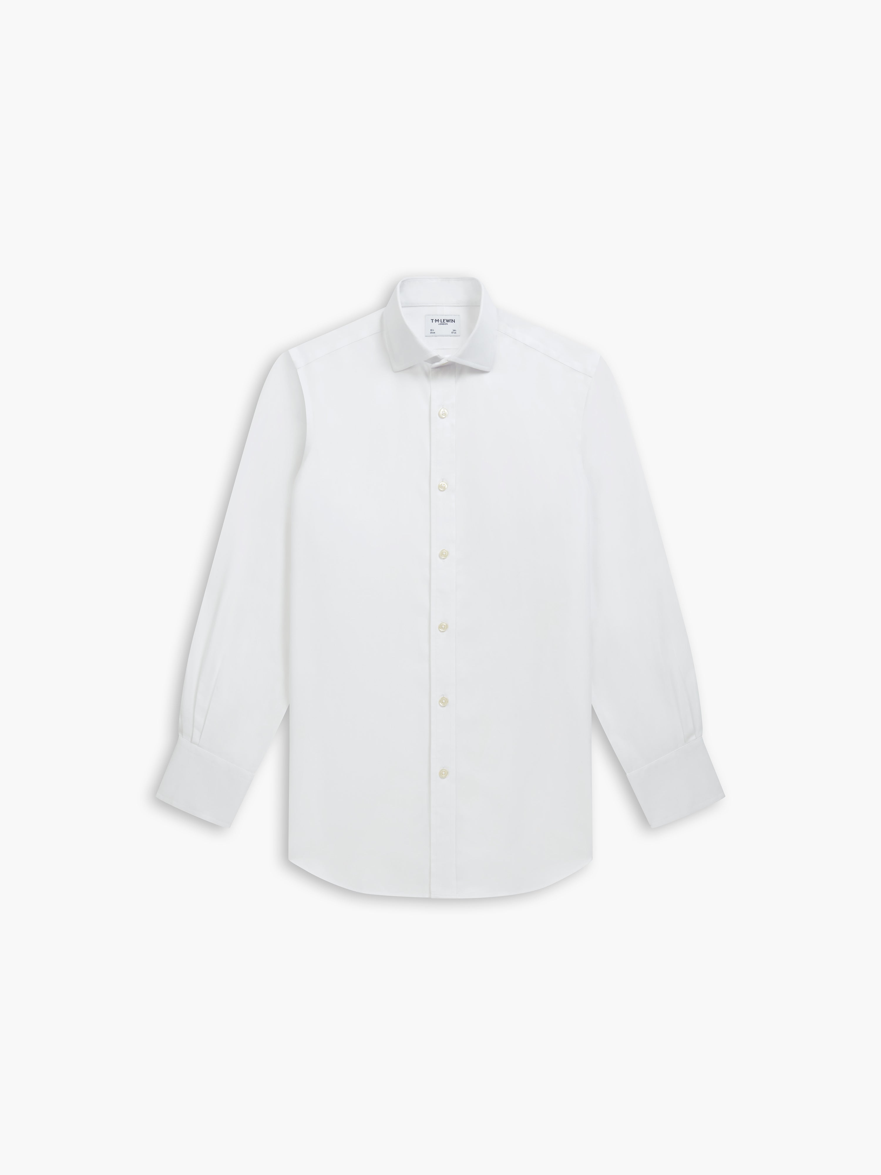 Non-Iron White Twill Slim Fit Semi Cutaway Collar Single Cuff Shirt ...