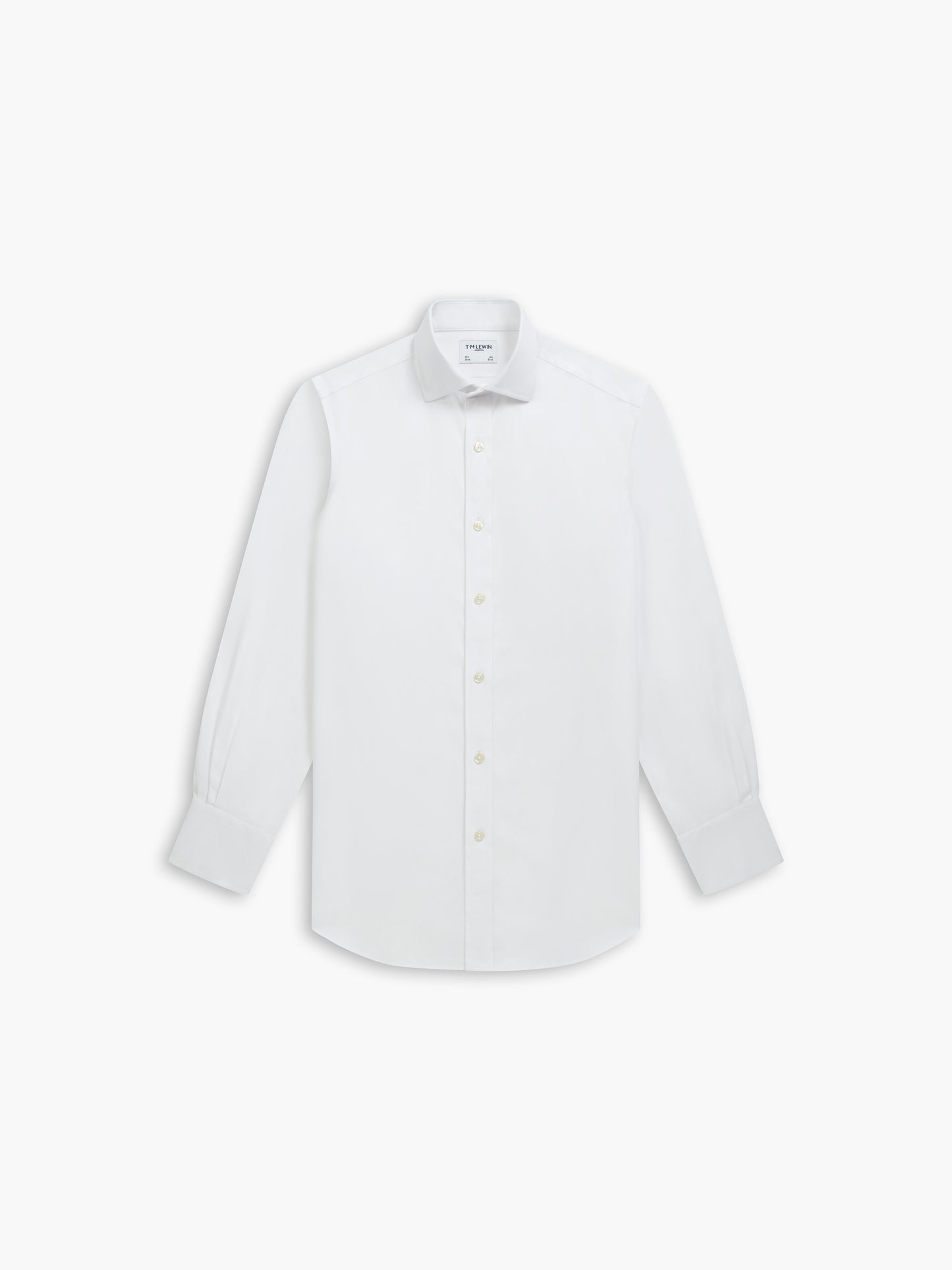 Non-Iron White Twill Slim Fit Semi Cutaway Collar Single Cuff Shirt
