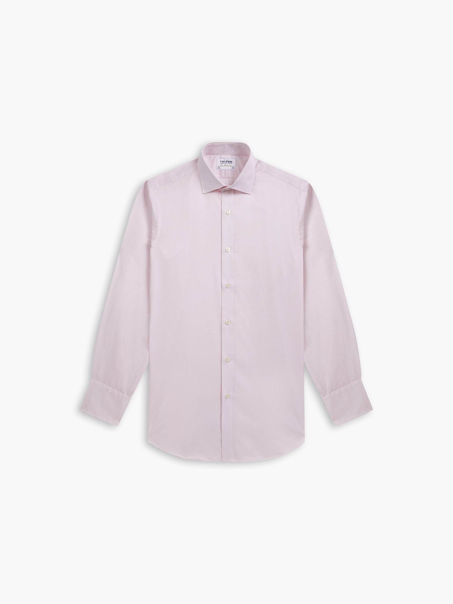 Pink Gyroscopic Print Twill Fitted Single Cuff Classic Collar Shirt