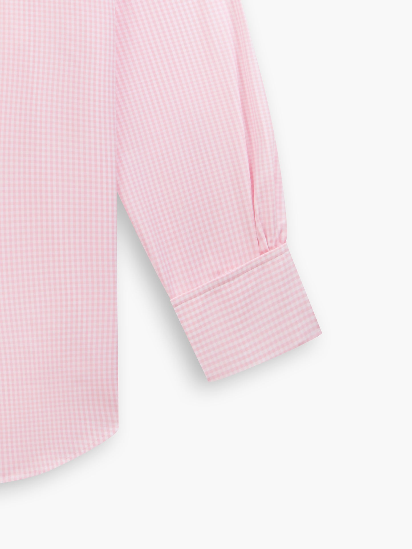 Pink Small Gingham Poplin Regular Fit Double Cuff Classic Collar Shirt