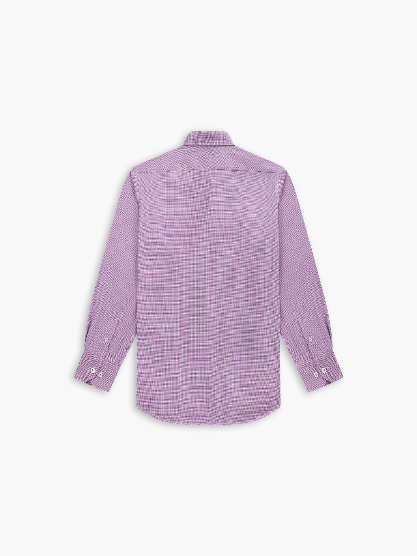 Plum Optical Dogtooth Plain Weave Fitted Single Cuff Classic Collar Shirt