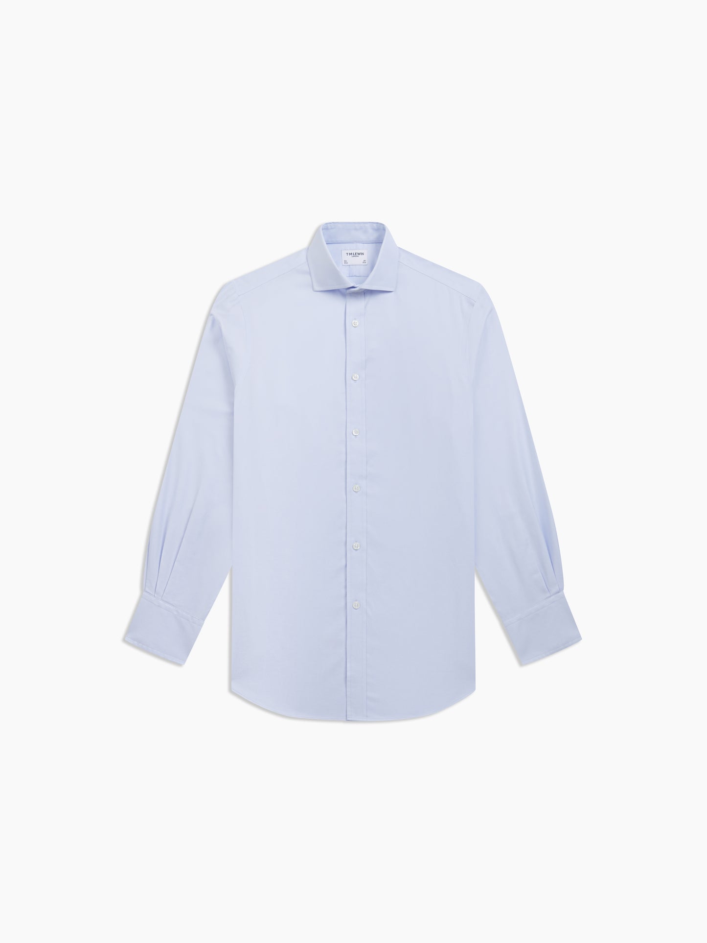 Image 2 of Non-Iron Sky Blue Plain Oxford Fitted Single Cuff Semi Cutaway Collar Shirt