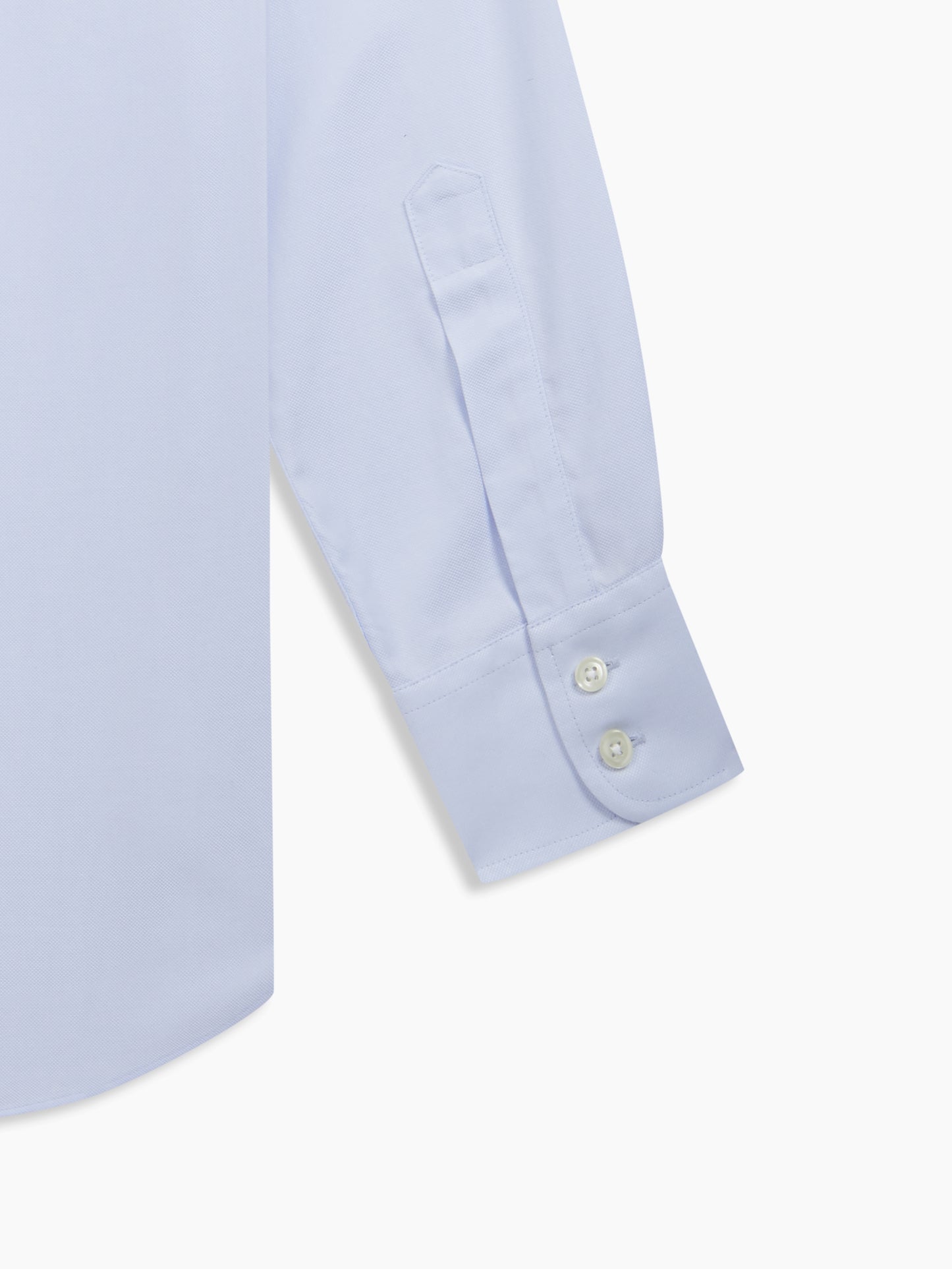Image 3 of Non-Iron Sky Blue Plain Oxford Fitted Single Cuff Semi Cutaway Collar Shirt