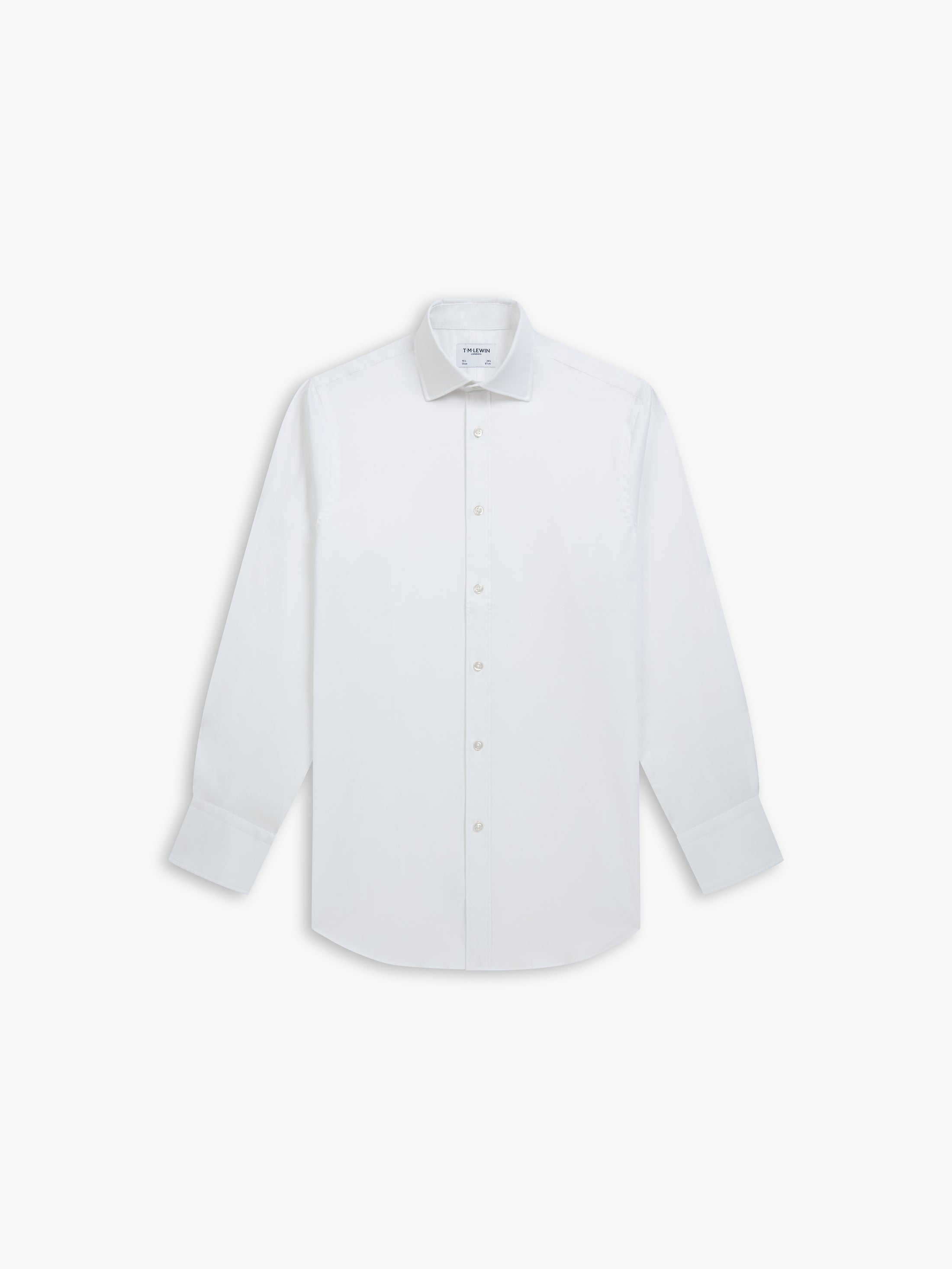 White Bold Twill Fitted Single Cuff Classic Collar Shirt – tmlewinuk