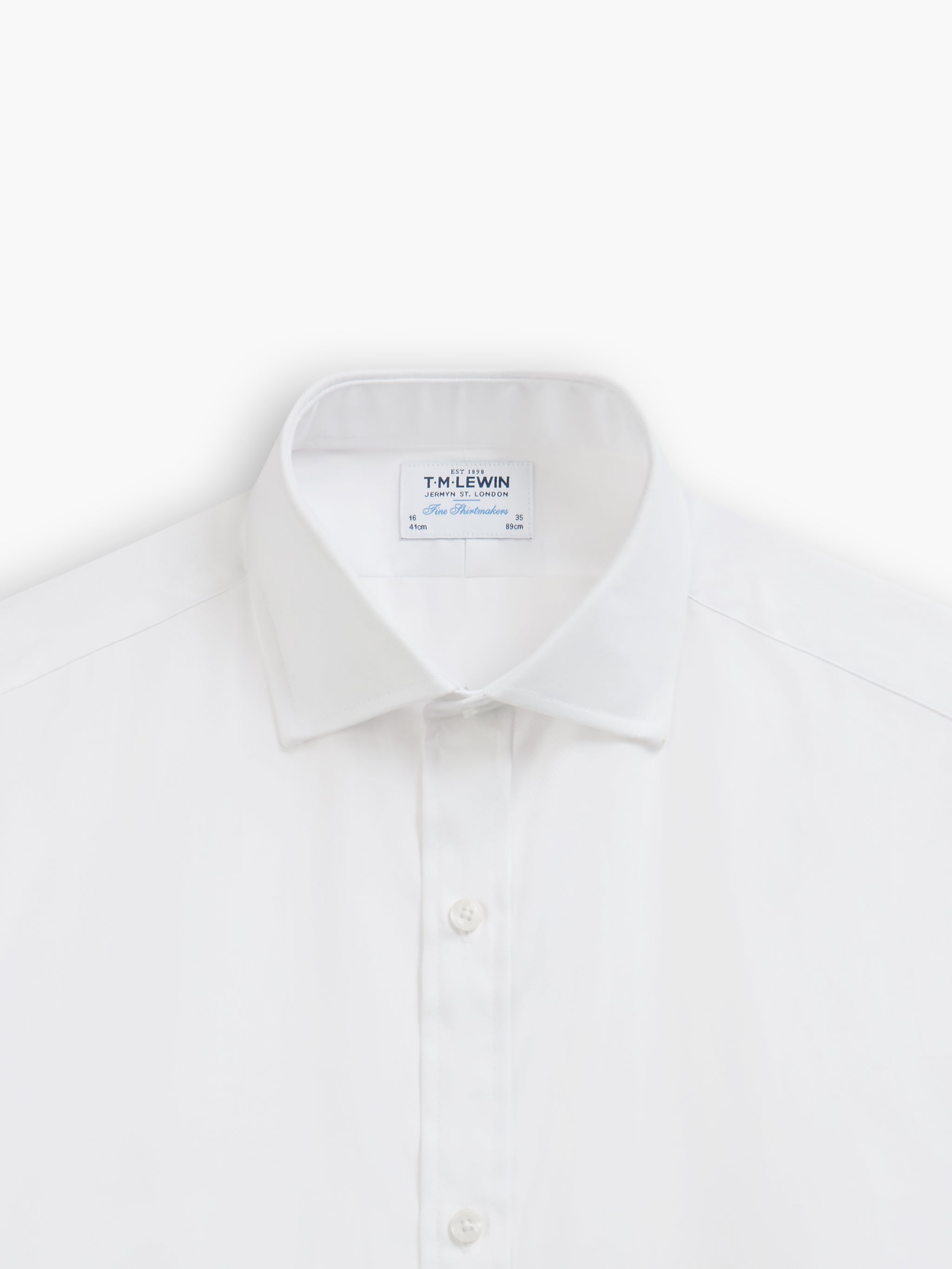 White Bold Twill Slim Fit Double Cuff Classic Collar Shirt – tmlewinuk