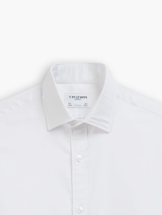 White Oxford Fitted Double Cuff Classic Collar Shirt