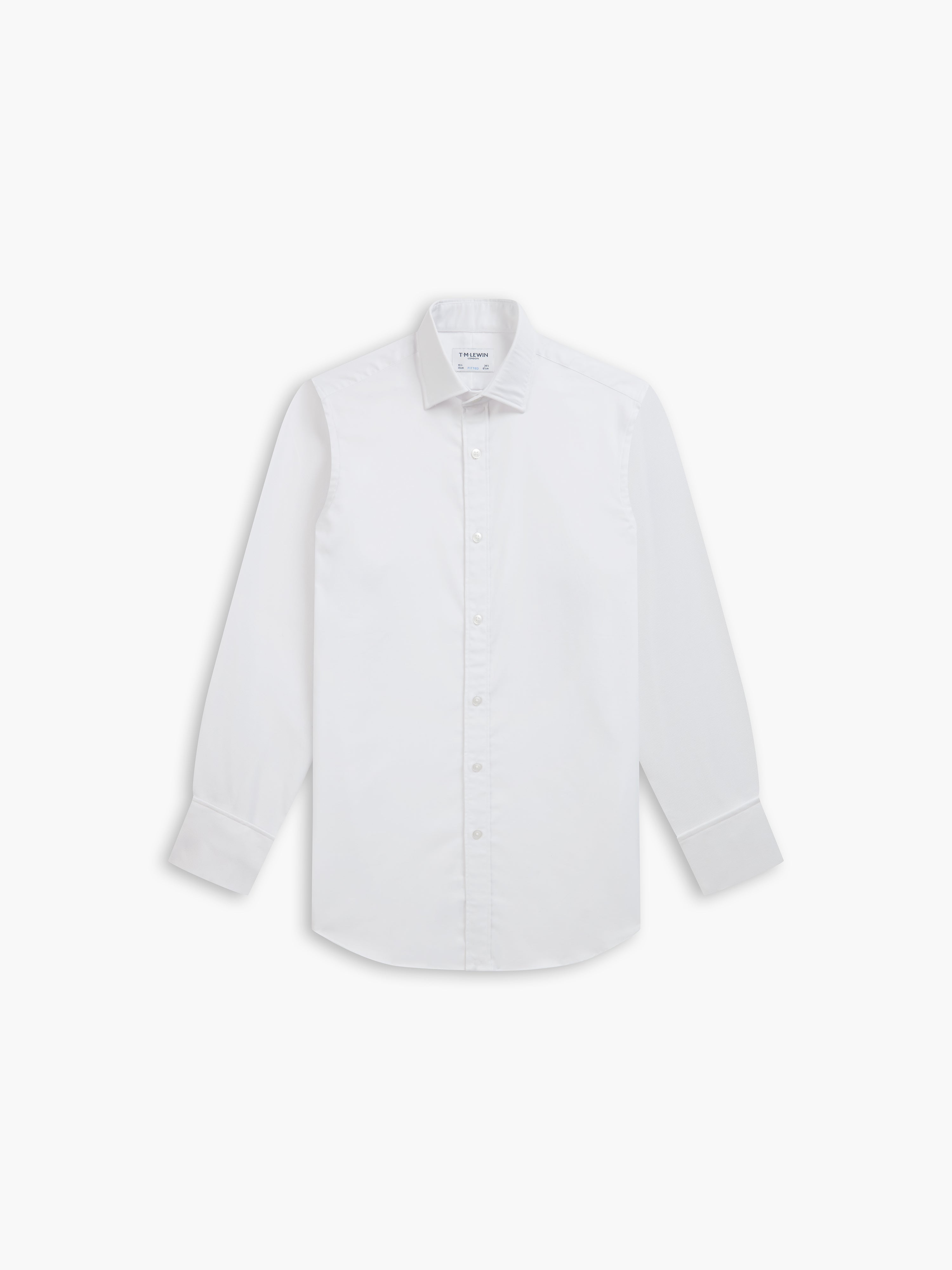 White Oxford Fitted Double Cuff Classic Collar Shirt – tmlewinuk