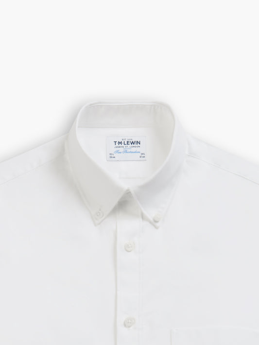 White Oxford Super Fitted Single Cuff Button Down Collar Shirt