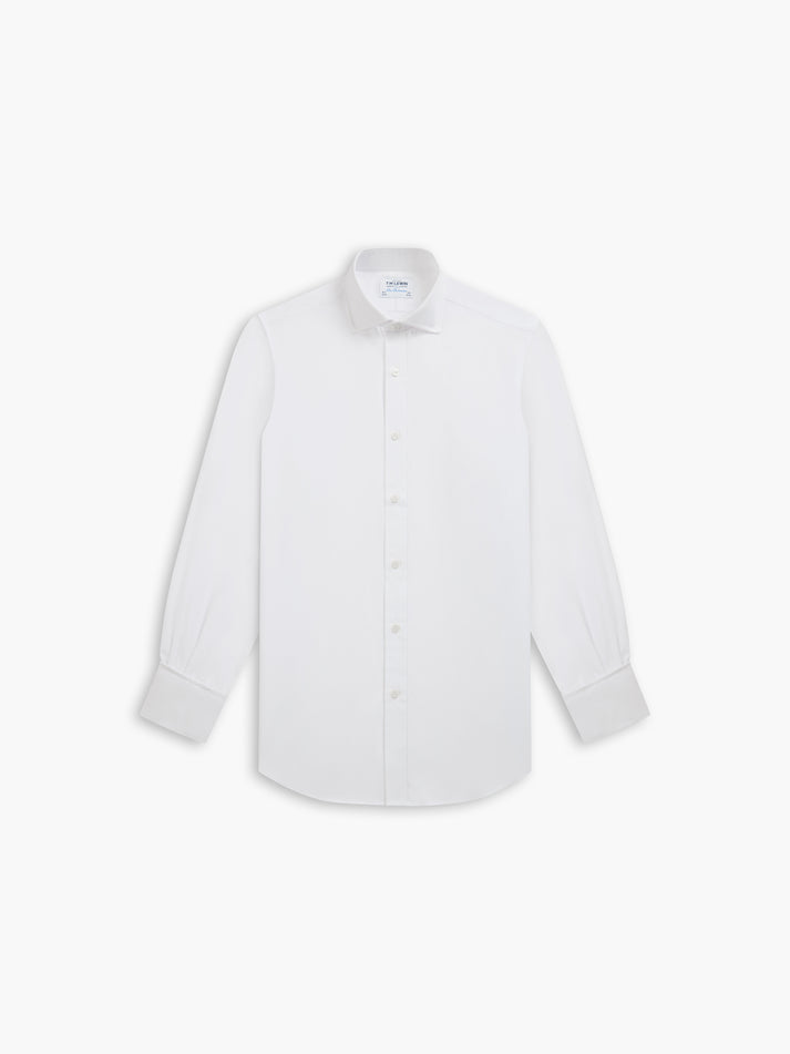 White Poplin Slim Fit Double Cuff Cutaway Collar Shirt – tmlewinuk
